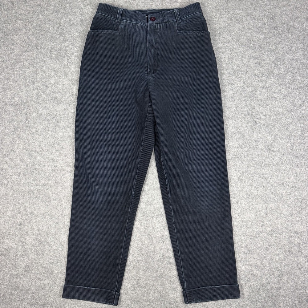 Eddie Bauer Corduroy Pants Women Petite 6 Navy Blue Cuffed Vintage High Rise 90s